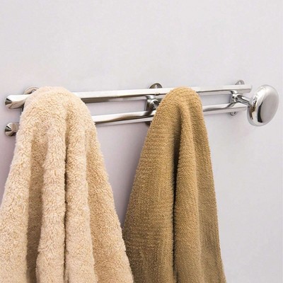 Chrome Wall-Mounted 3-Hook Coat and Towel Rack