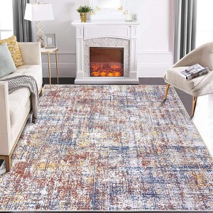 Washable Rug Modern Abstract Rugs  Low Pile Contemporary Throw Floor Cover Ultra-Soft Stain Resistant Carpet - 1 of 4
