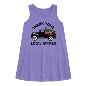Girls' - Instant Message - Thank Your Local Farmer Graphic Sleeveless Aline Dress - 1 of 4