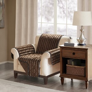 York Faux Fur Chair Protector Chocolate, Brown