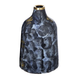 AZL1 Life Concept Decorative Vases, Modern Curved Vase with Metallic Accents for Living Room and Dining Table Centerpiece, Blue, 6.7"*6.7"*10.2" - 1 of 4