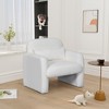 Vynxaria 22.8 Inch Modern Minimalist Accent Chairs, Gray Teddy Fleece Chairs with Armrests and Pillow, Ideal for Living Room & Bedroom - 4 of 4