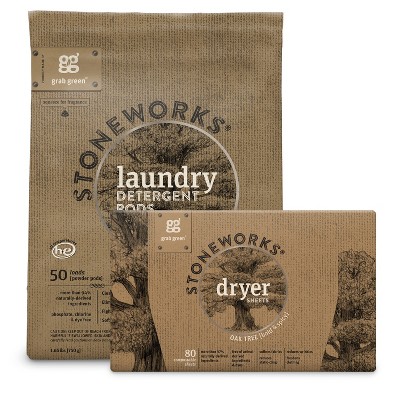 Grab Green Stoneworks Laundry Pods and Dryer Sheets