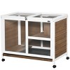 Indoor Wooden Rabbit Hutch with Wheels,Waterproof Cage with Clear Front Tray and Top Access for 1 to 2 Rabbits - LAOTIES - 4 of 4