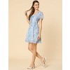 Allegra K Women's Floral Printed Flare Short Sleeve Lace-up V Neck A-Line Chiffon Dress - 4 of 4