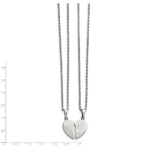Chisel Stainless Steel Polished 2 Piece Heart Pendants on 20" Cable Chain Necklace Set - 1 of 4