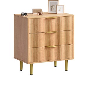 Dresser for Bedroom, Fluted Dressers & Chest of Drawers, Wooden Storage Organizer with Gold Metal Handles & Legs for Living Room, Entryway - 1 of 4