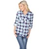 Women's Oakley Stretchy Plaid Tunic Top with Pockets - White Mark - 2 of 3