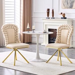 Modern Velvet Upholstered Dining Chairs Set of 2, Armless Chairs with Metal Legs and Tufted Backrest for Kitchen or Dining Room-Koiai - 1 of 4