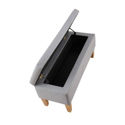 Mico 45" Gray Fabric Upholstered Storage Ottoman Bench