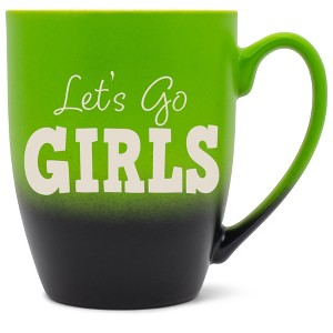100 North Green and Black Two Toned Ombre, 10 Ounce, Comfortably Fits Your Hands, Ceramic Tea Coffee Cup Mug, Let's Go Girls - 1 of 1