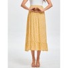 Coolmee Women's Maternity Boho Maxi Skirt Floral Smocked Elastic High Waist Pleated A-Line Ruffle Flowy Long Skirts - 3 of 4