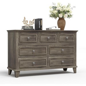 7-Drawer TV Stand and Dresser, Modern Long Chest with Vintage Handles and Deep Storage for Living Room, Bedroom, Hallway - 1 of 4