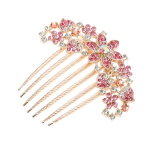 Unique Bargains Women's Floral Rhinestones Side Comb 1 Pc - 1 of 4