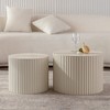 33.86" MDF Nesting Coffee Table Set of 2 with Embossed Design, Ideal for Living Room or Bedroom - 3 of 4