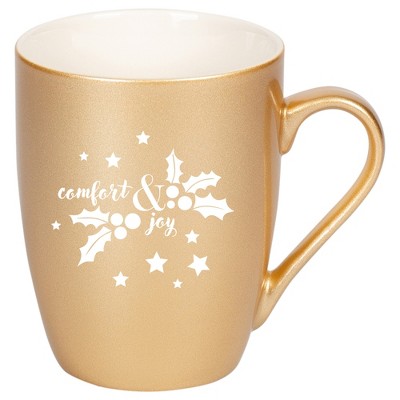 Elanze Designs Comfort & Joy Vegas Gold 10 ounce New Bone China Coffee Cup Mug