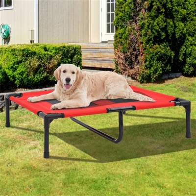 VisioGear Outdoor Pet Bed with 4 Legs, Portable Pet Bed for Camping, Hiking, Red, 36"*30"*7"
