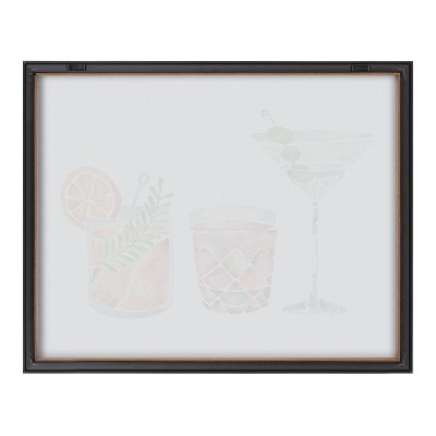 Classic Cocktails Framed Glass Wall Art with Gold Frame