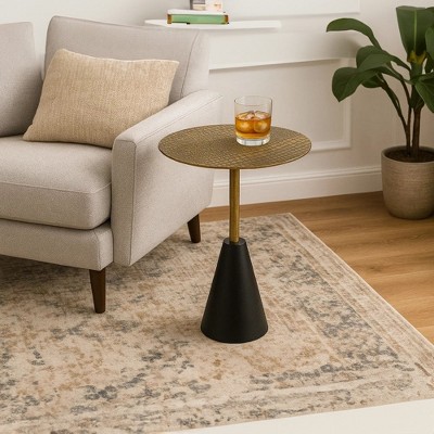 Royal Hampton 21.5" Side End Drink Table | Aluminum Cast Craftmanship I Crocodile Pattern