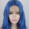 Unique Bargains Women's Halloween Long Fluffy Curly Wavy Lace Front Wigs with Wig Cap 24" Blue 1PC - image 4 of 4