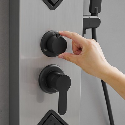 Black Nickel 2-Jet Rainfall Shower Panel System with Handheld Wand