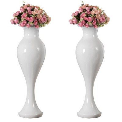 Uniquewise Large White Trumpet Design Modern Flower 32 Inch Tall Floor Vase - Contemporary Home Decor Accent for Living Room, Entryway, or Dining Room