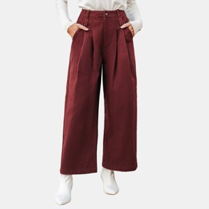 Women's Burgundy Wide Leg Corduroy Pants Retro Chic Statement Piece - Cupshe - 1 of 4