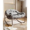 Outdoor Papasan Rocking Chair, Oversized Wicker Lounge Chair with Cushion and Metal Frame, Patio Rattan Egg Rocker - 2 of 4