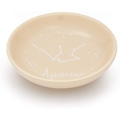 Zodaca Aquarius Jewelry Tray, Ceramic Zodiac Sign Trinket Dish (3.5 Inches)