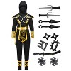 Joyfy Halloween Ninja Costume for Kids Black Golden Ninja Dragon Jumpsuit Set – Boys Halloween Dress-Up & Role-Play Party Outfit - 3 of 4