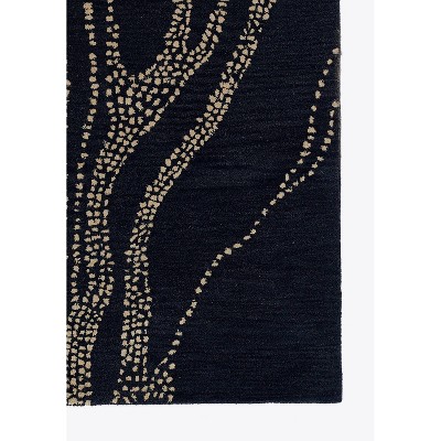 Navy Blue Abstract Hand-Tufted Wool Rug 2' x 3'