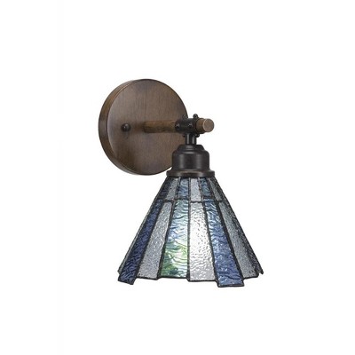 Toltec Lighting Blacksmith 1 - Light Vanity in  Painted Wood/Dark Granite with 7" Sea Ice Art Glass Shade