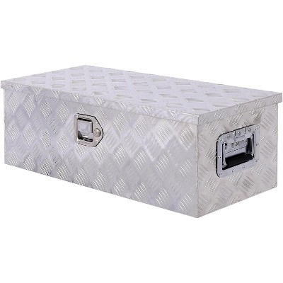 30 Inch Heavy Duty Aluminum Tool Box, 5-Bar Tread Truck Bed Storage with Lock & Keys, Underbody Organizer for Trailers, Pickups & RVs