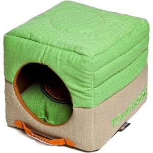 Touchdog Convertible and Reversible Vintage Printed Squared 2-in-1 Collapsible Dog House Bed - 1 of 3