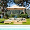 Gulches Square Cantilever Patio Umbrella - 360° Rotation, 5-Position Tilt, Hydraulic Opening, UPF 50+, Beige, 10'x10' (Base Not Included) - 4 of 4