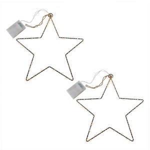 LumaBase Battery-Operated LED Lighted Metal Stars - Set of 2 - 1 of 4