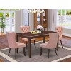 5-Piece Mahogany Finish Solid Wood Top-Rectangular Upholstered Dining Room Set-Seats 4 - 2 of 4