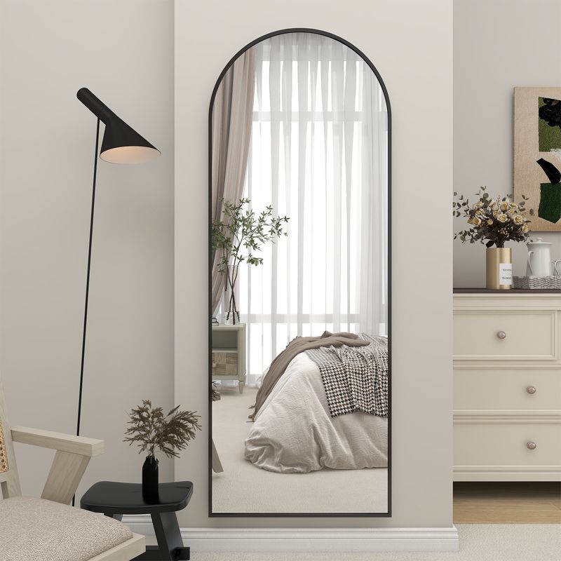 BEAUTYPEAK Oversized Floor Mirror Rectangle With Rounded Top Full Length Mirrors, 1 of 3
