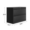 TROPOW 39.4"x19.7"x8.1" 2-Drawer Lateral File Cabinet - Black Heavy-Duty Metal Storage with Lock for Letter/Legal Documents (Home/Office Use) - 3 of 4