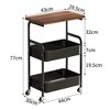 3-Tier Rolling Cart  Utility Cart w/Lockable Wheels, Multipurpose Storage Organizer Trolley for Kitchen, Office - 2 of 4