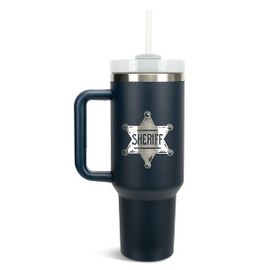 100 North Sheriff Star Badge Western Country Cowboy Wrap-Around 40 Oz. Stainless Steel Water Bottle Coffee Mug, Spill & Leak Resistant, Travel Tumbler - 1 of 4