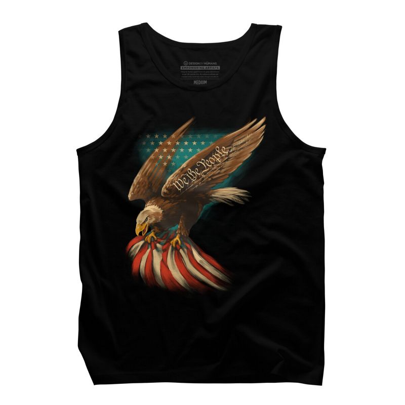 Men's Design By Humans July 4th American Eagle Carrying Flag By paxdomino Tank Top, 1 of 3