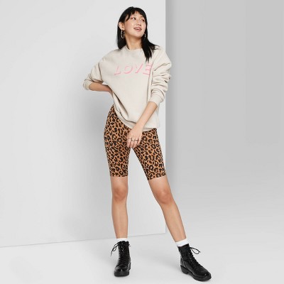 womens leopard bike shorts