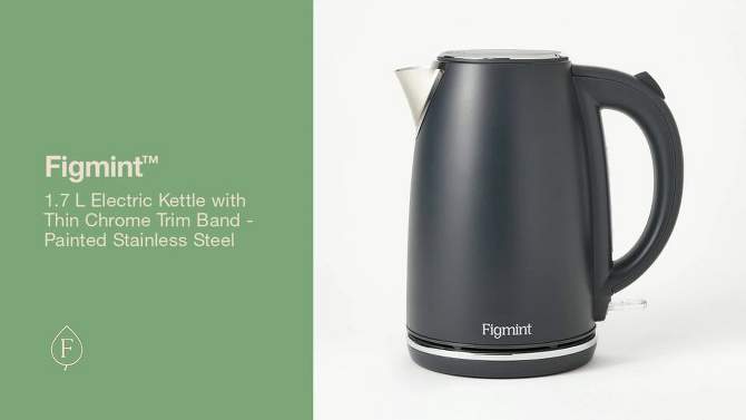 1.7 L Electric Kettle with Thin Chrome Trim Band - Painted Stainless Steel - Figmint&#8482;, 2 of 11, play video
