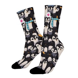 Cute Penguin Women Printed Crew Socks Funny Funky Socks Soft Polyester Novelty Gifts for Artists Men - 1 of 1