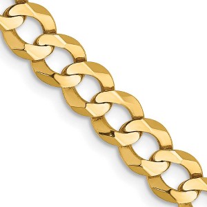 Black Bow Jewelry 7.25mm 14K Yellow Gold Solid Lightweight Flat Curb Chain Bracelet - 1 of 4
