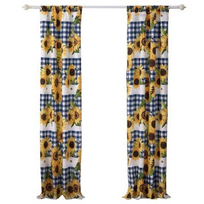 Barefoot Bungalow Sunflower Window Panel Pair - Gold 42x84 (2), 3x24 (2)