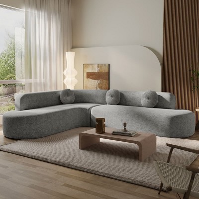122'' Extra Large Curved Sectional Sofa, Fabric Lounge Couch with High-Density Foam Cushions for Living Room or Lounge-The Pop Home