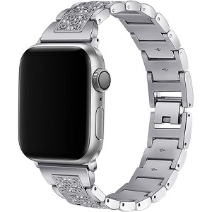 Worryfree Gadgets Metal Band with Rhinestones for Apple Watch Band 38/40/41mm, 42/44/45mm iWatch Series 8 7 6 5 4 3 2 1 & SE - 1 of 4