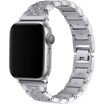 Worryfree Gadgets Metal Band with Rhinestones for Apple Watch Band 38/40/41mm, 42/44/45mm iWatch Series 8 7 6 5 4 3 2 1 & SE